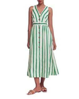 Boden Catherine Stripe Button-Up Midi Dress - Green