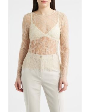 Kobi Halperin Fallon Sheer Lace Top - Natural