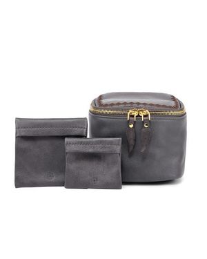 Old Trend Celosia Genuine Leather Cube Jewelry Case - Gray