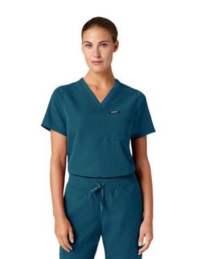 Jaanuu Rhena 1-Pocket Classic V-Neck Scrub Top - Blue