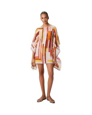 Missoni Short Printed Silk Kaftan With Wide Sleeves - Orange