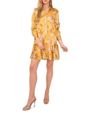 Ted Baker Floral Long Sleeve Mini Shirtdress - Orange