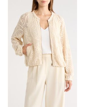 Astr Aeva Embroidered Floral Lace Jacket - Natural