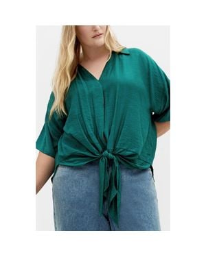 City Chic Rosie Tie Front Shirt - Green