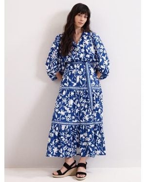Phase Eight Floral Print Shirt Dress - Blue