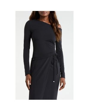 Mpg Cloud Off The Shoulder Drawstring Detail Top - Black