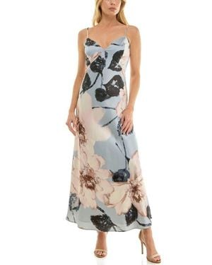 Socialite Floral Print Stretch Satin Slipdress - Multicolor