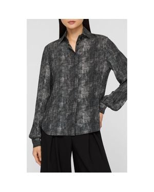 Lafayette 148 New York Hidden Placket Silk Top - Black