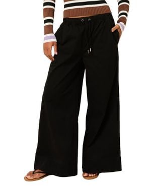 Solid & Striped The Flynn Stretch Cotton Drawstring Wide Leg Pants - Black
