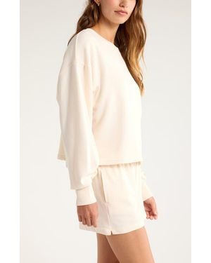 Zella Go Easy French Terry Crewneck Sweatshirt - Natural