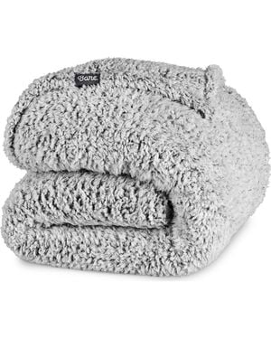 Bare Home Tipped Faux Shearling Throw Blanket - Gray