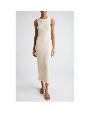Eleventy Sleeveless Cotton Rib Midi Sweater Dress - White