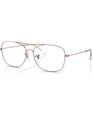 Ray-Ban 57Mm Rectangle Optical Glasses - Metallic