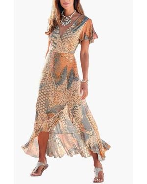 Lascana Printed Side Slit Maxi Dress - Multicolor