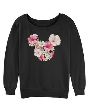 Mickey & Friends Junior's Floral Logo Sweatshirt - Black