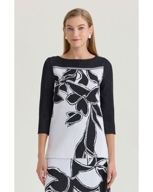 Ming Wang Floral Jacquard Soft Knit Tunic - Black
