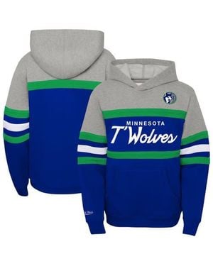 Mitchell & Ness Youth /Heather Minnesota Timberwolves Hardwood Classics Head Coach Pullover Hoodie - Blue