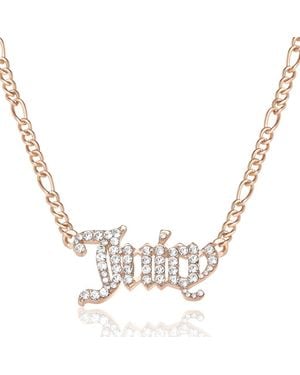 Juicy Couture Crystal Script Logo Chain Necklace - Metallic