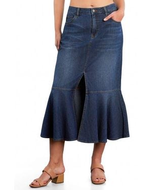 Wash Lab Denim Denim Midi Mermaid Skirt - Blue