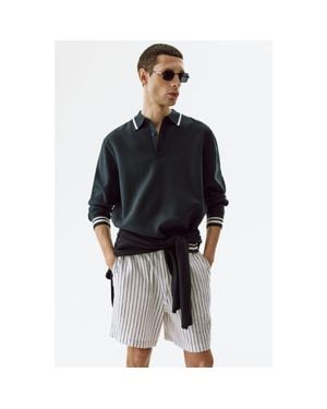 H&M Relaxed Fit Linen-Blend Shorts - Black