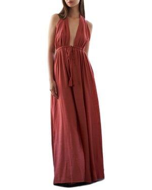 FREEMARKET Open Back Halter Maxi Dress - Red