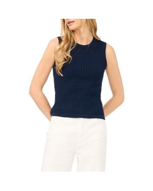 Halogen® Cable Stitch Cotton Sweater Tank - Blue