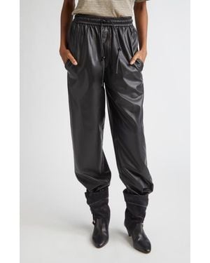 Isabel Marant Nereane Faux Leather Drawstring Pants - Black