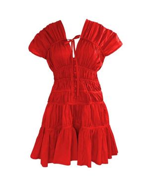 BrunnaCo The Srikandi Ruffle Mini Dress - Red