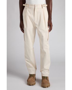 Moncler Pleated Cotton Stretch Twill Cargo Pants - Natural