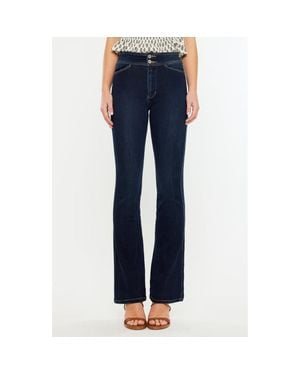 Kancan Seren High Rise Exposed Button Bootcut Jeans - Blue