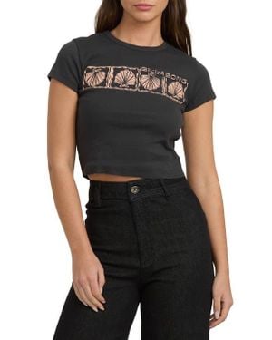 Billabong To The Roots Seashell Graphic Cotton Baby Tee - Black