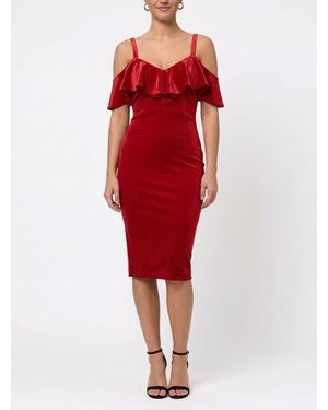Rachel Roy Marcella Off The Shoulder Ruffle Midi Dress - Red