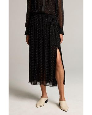 Vince Heat Set Dot Sheer Midi Skirt - Black