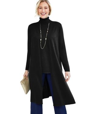 Jessica London Carefree Cashmere Duster Sweater - Black