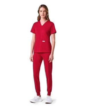 Jaanuu Ultralast Essential Performance 6-Pocket Scrub Set - Red