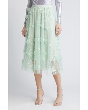 NIKKI LUND Audra Floral Appliqué Chiffon Maxi Skirt - Green