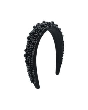 Tulle Royal Pearl Tiara Headband - Black