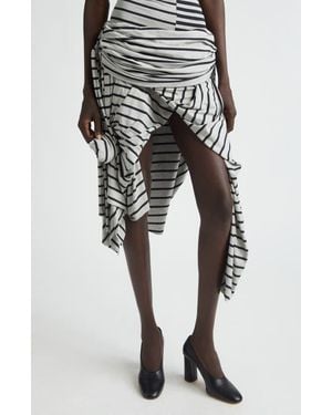 VAQUERA Stripe Jersey Asymmetric Skirt - Gray