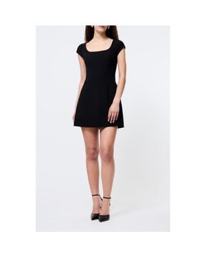 French Connection Azra Cap Sleeve Twill Minidress - Black