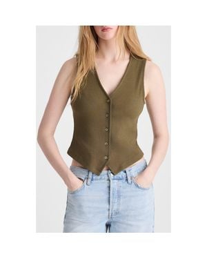 Madewell Rib V-Neck Vest - Green