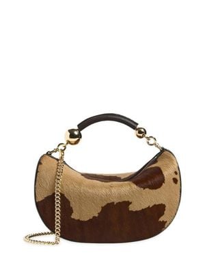 Strathberry Mini Crescent Moon Genuine Calf Hair Shoulder Bag - Brown
