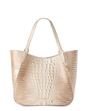 Brahmin Aliza Croc Embossed Leather Tote - Natural