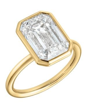 LuvMyJewelry Lunessa 14K Emerald Cut Lab Grown Diamond Bezel Solitaire Engagement Ring - Metallic