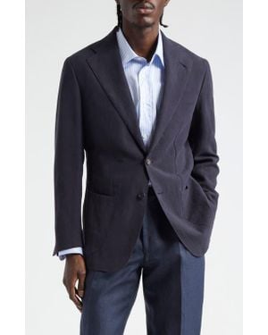 Thom Sweeney Notched Lapel Linen Sport Coat - Blue