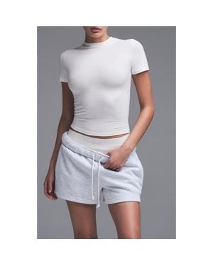 Skims Crop Cotton Blend T-Shirt - Gray
