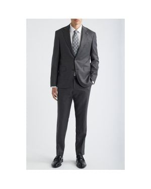 Jack Victor Esprit Contemporary Fit Charcoal Slub Super 120S Wool Suit - Gray