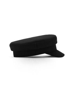Mango Wool Blend Baker Boy Cap - Black
