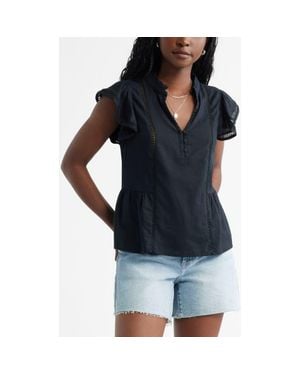 Caslon Ruffle Sleeve Popover Top - Black