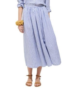 Alex Mill Sarah Stripe Linen Midi Skirt - Blue