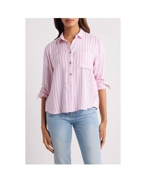 Beach Lunch Lounge Candace Stripe Button-Up Shirt - Red